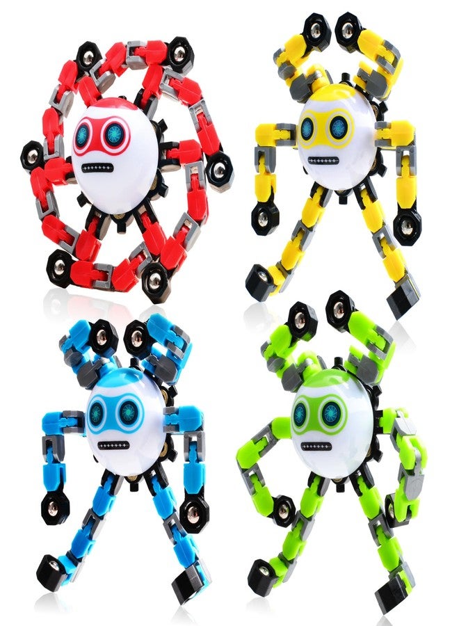 ASIOWELY 4 PCS Transformable Fidget Spinners Toys for Kids and Adults Stress Relief Sensory Toy for Boys Girls Autism Cool Fingertip Gyros for Teens Men Birthdays Valentines Day Gifts for Travel Toys - Image 1